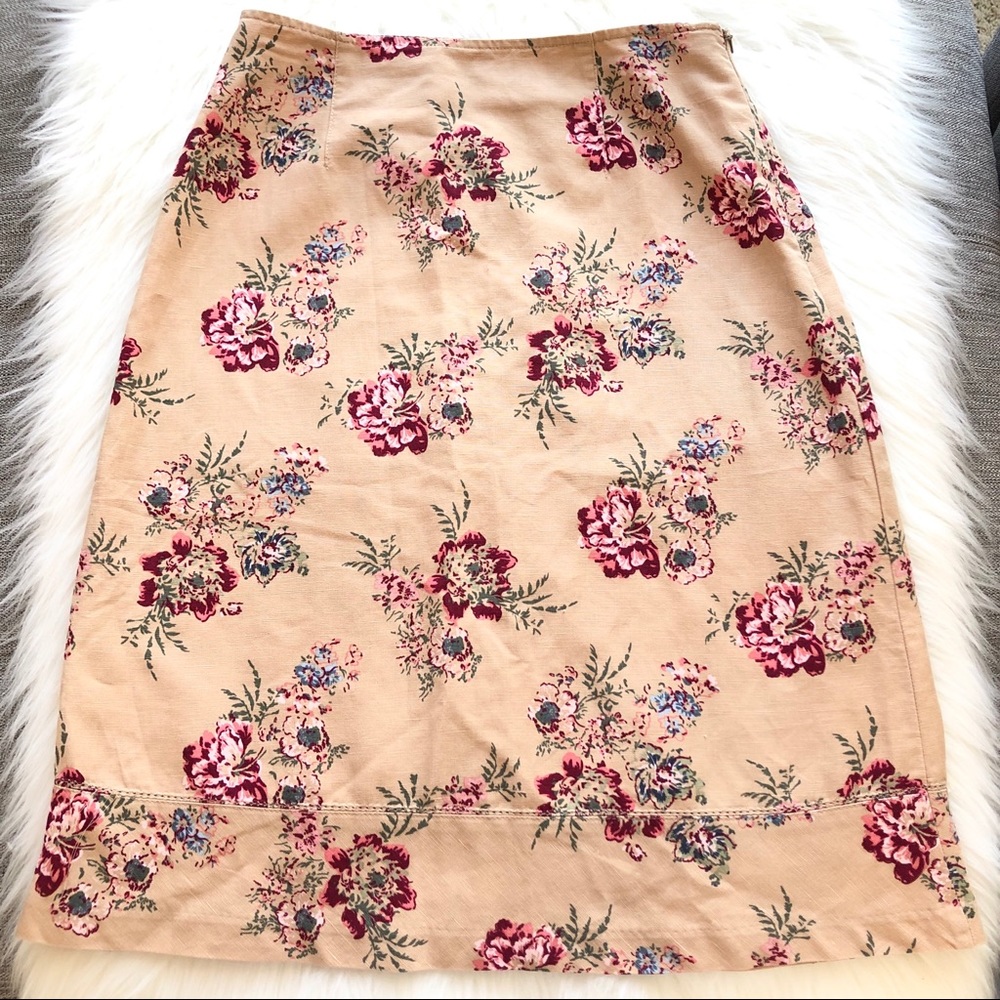 Eddie Bauer Linen Cotton Floral Skirt Size 6